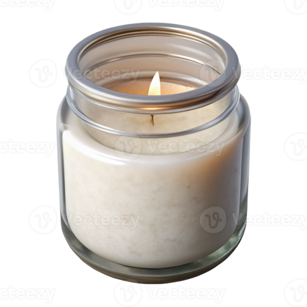 wonderful minimalist White Candle in Glass Jar Isolated high quality png