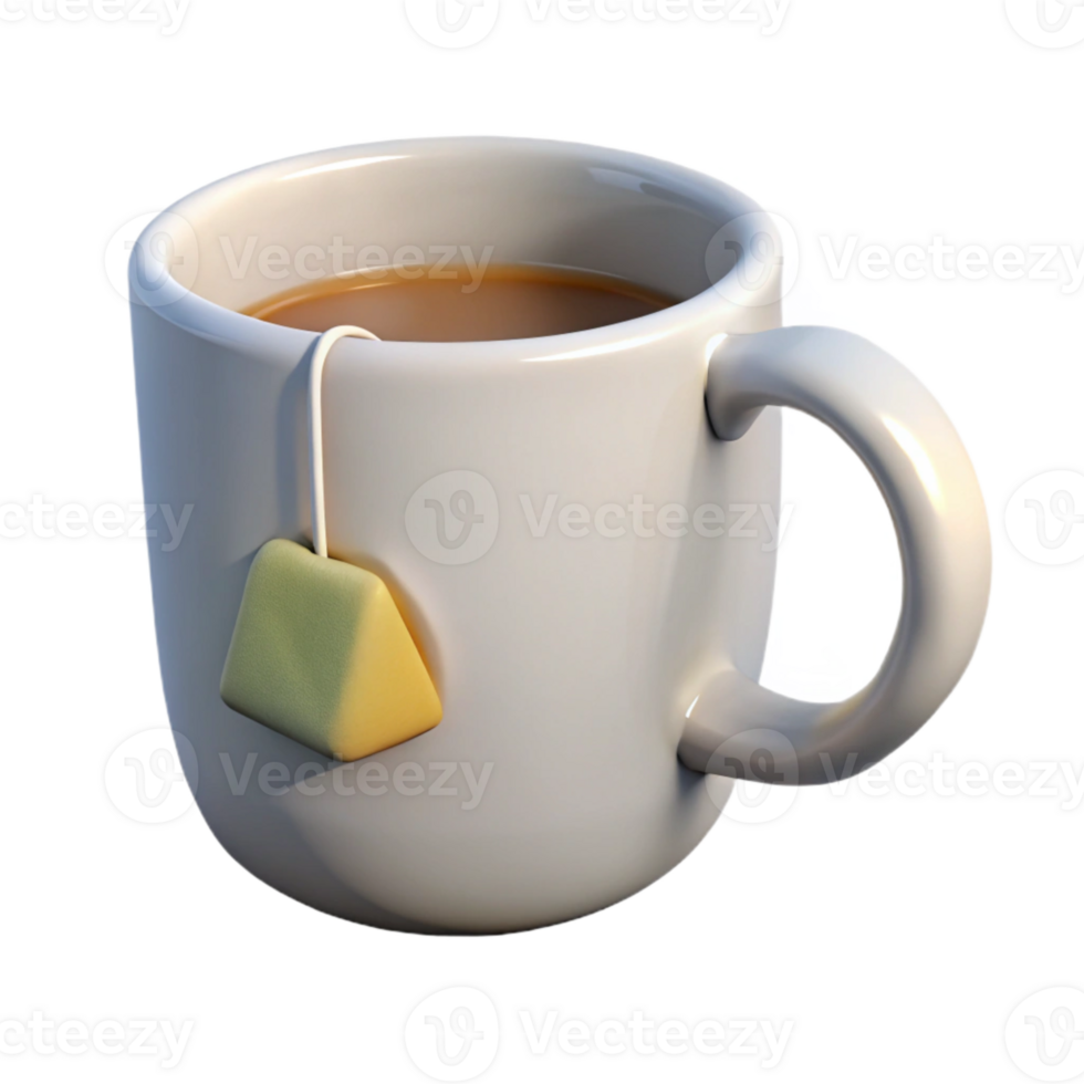 dramatic rustic White Ceramic Mug with Green Tea Isolated authentic png
