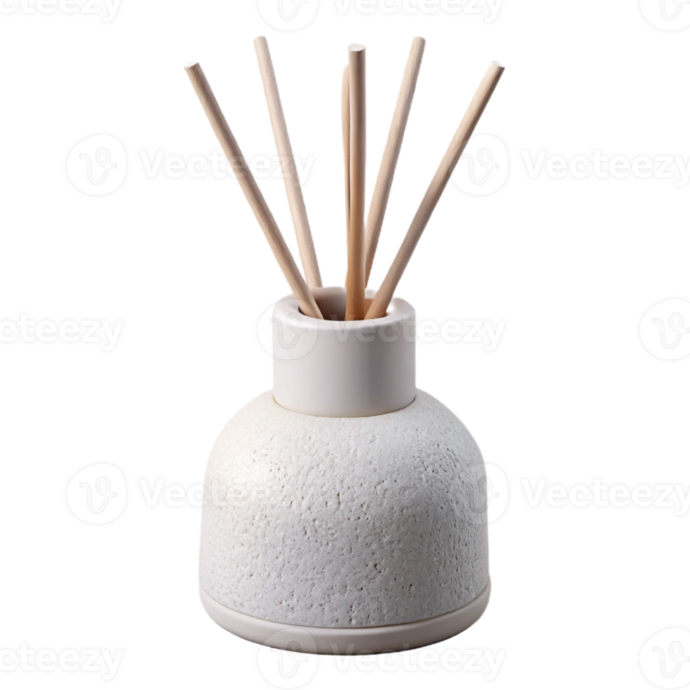 beautiful artistic White Diffuser with Reed Sticks Isolated original png