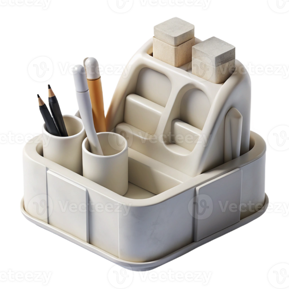 extraordinary modern White Desk Organizer Top View Isolated png
