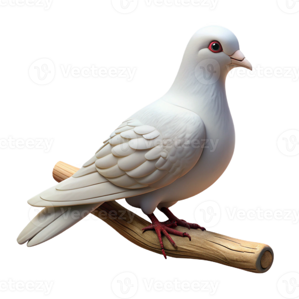 dramatic artistic White Dove Perched on Branch Side View Cutout high resolution png