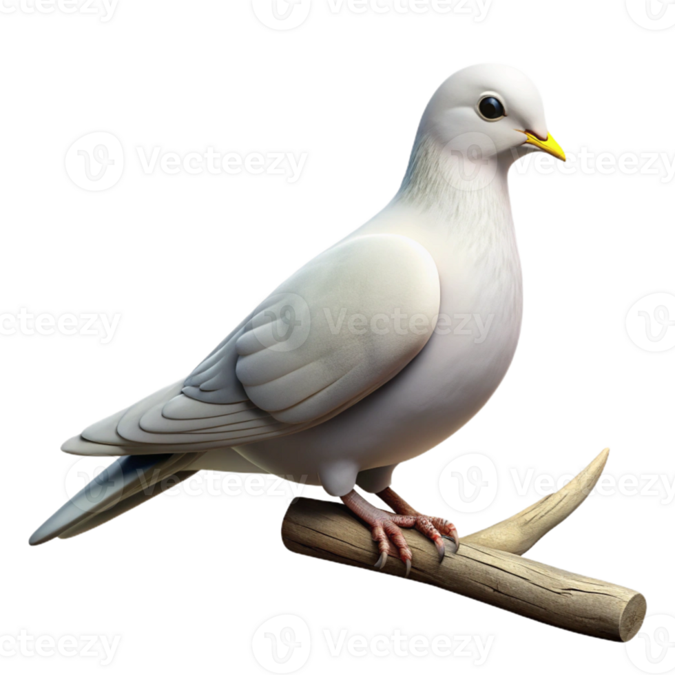 elegant modern White Dove Perched on Branch Side View Cutout genuine png