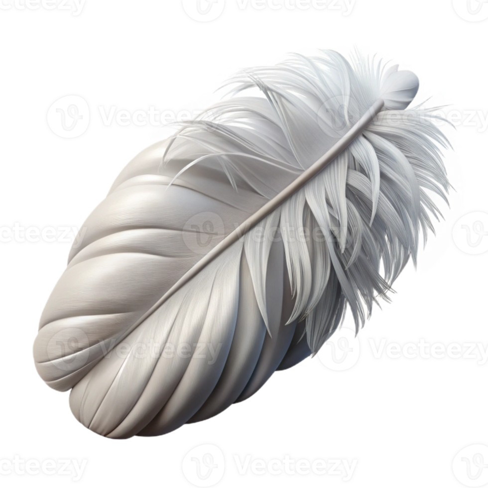 elegant abstract White Feather Cutout with Soft Fluff premium png