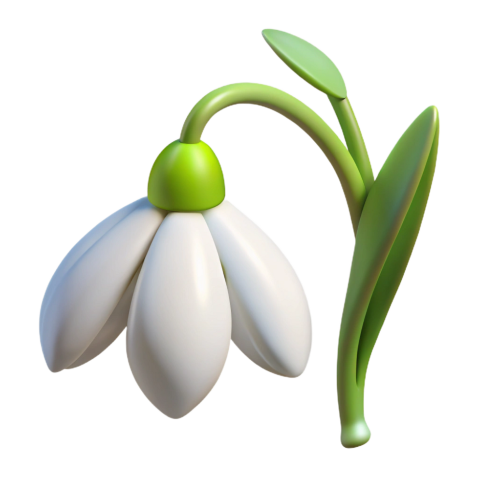 serene contemporary White Snowdrop Flower Cutout with Delicate Petals professional png