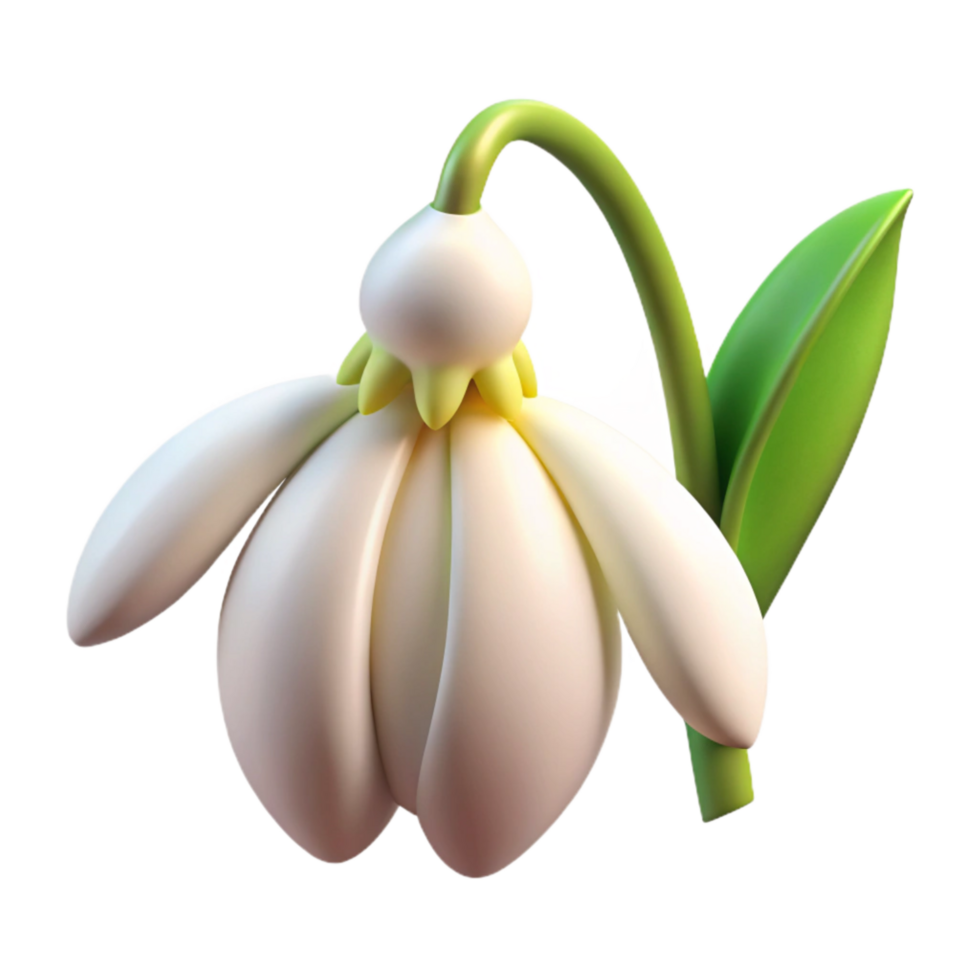 wonderful minimalist White Snowdrop Flower Cutout with Delicate Petals premium png