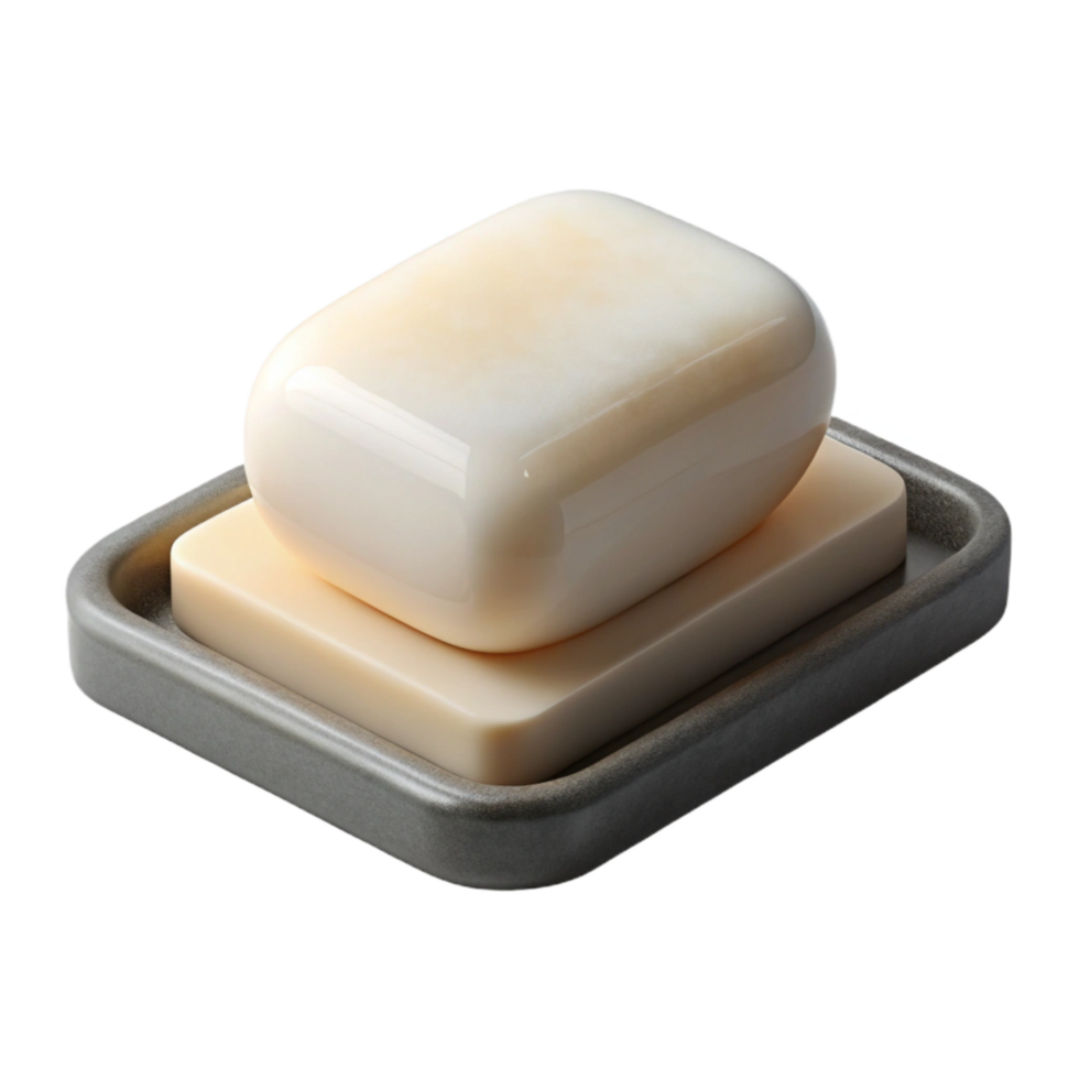 elegant minimalist White Soap Bar on Tray Transparent Background genuine png