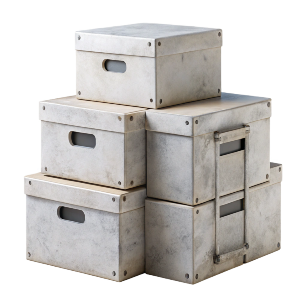 serene minimalist White Storage Boxes Stacked Cutout png