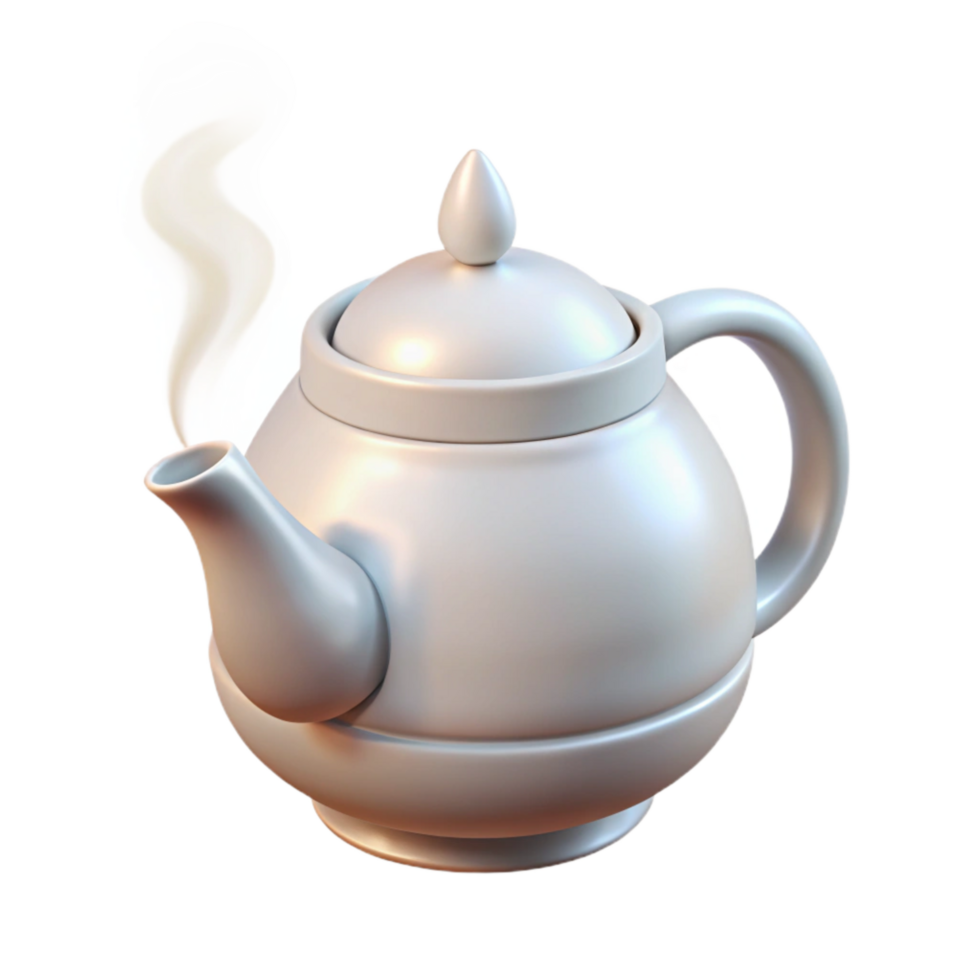 stunning artistic White Teapot with Steam Transparent Background high resolution png
