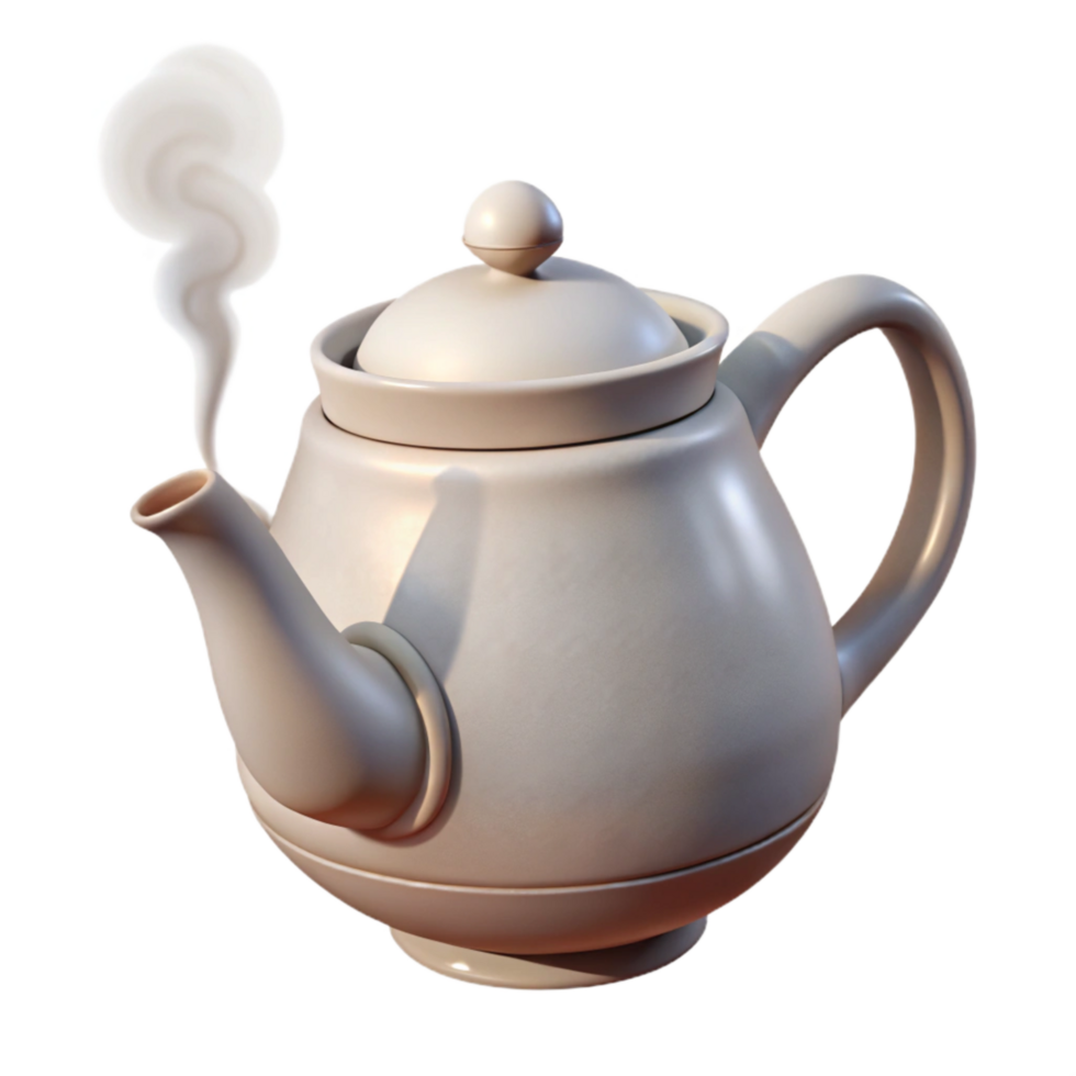 extraordinary modern White Teapot with Steam Transparent Background premium png