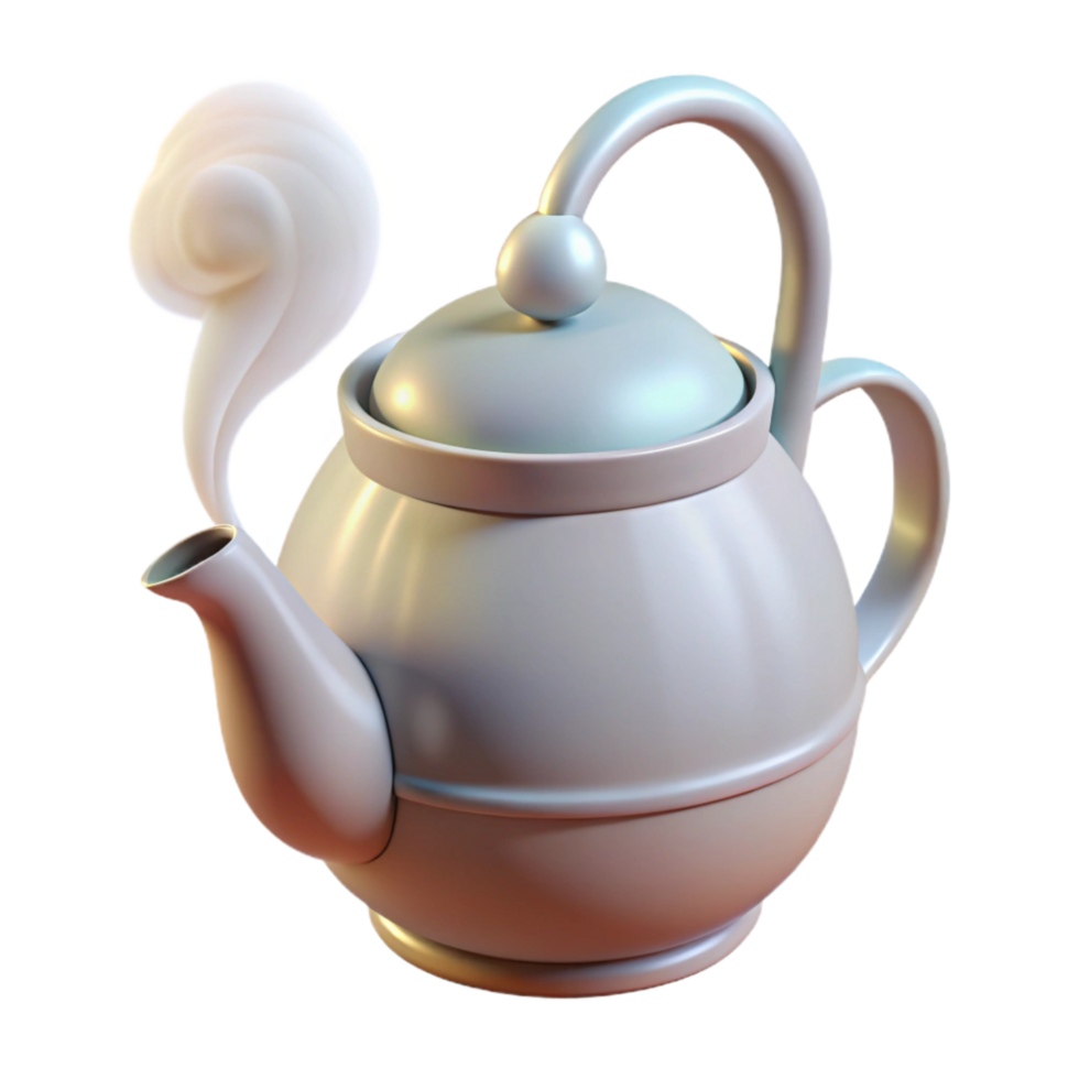 wonderful minimalist White Teapot with Steam Transparent Background professional png
