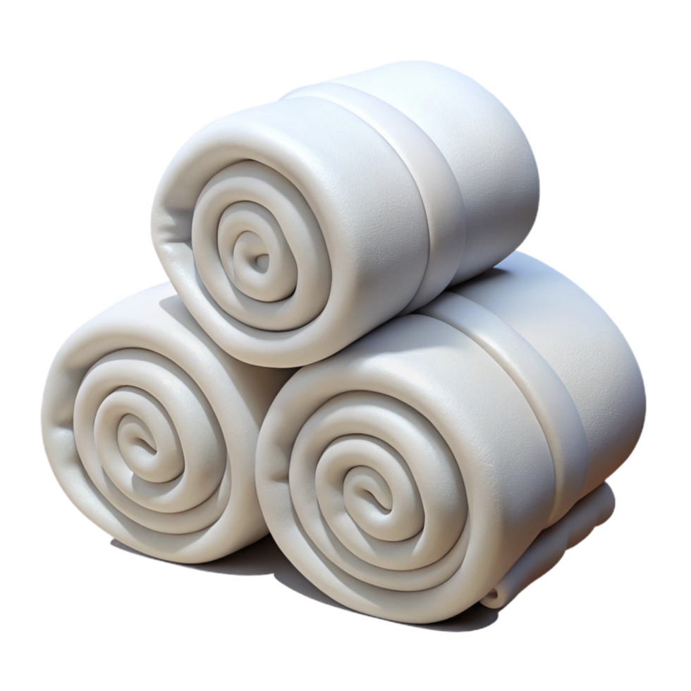 vibrant traditional White Towels Rolled Transparent Background png