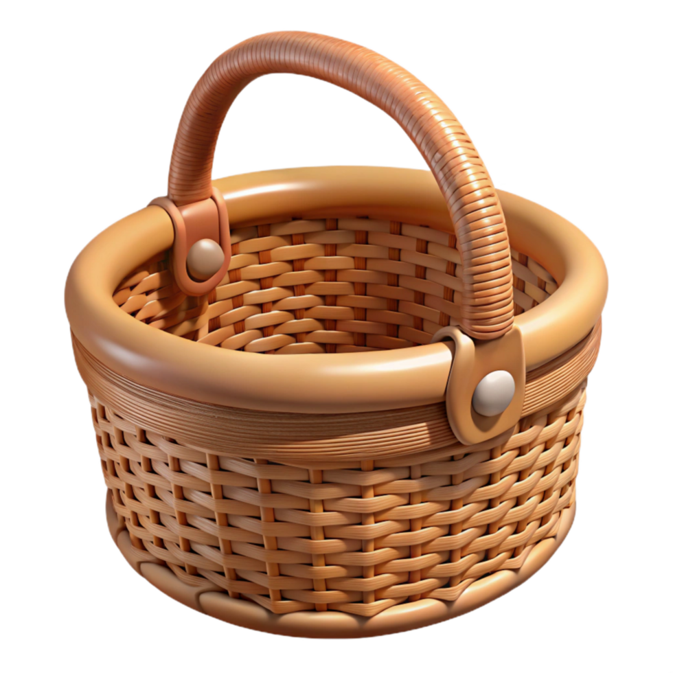 beautiful modern Wicker Basket with Handles Front View Cutout professional png