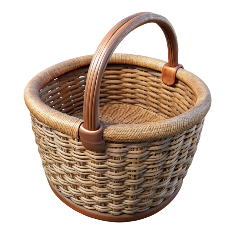 vibrant traditional Wicker Basket with Handles Front View Cutout authentic png