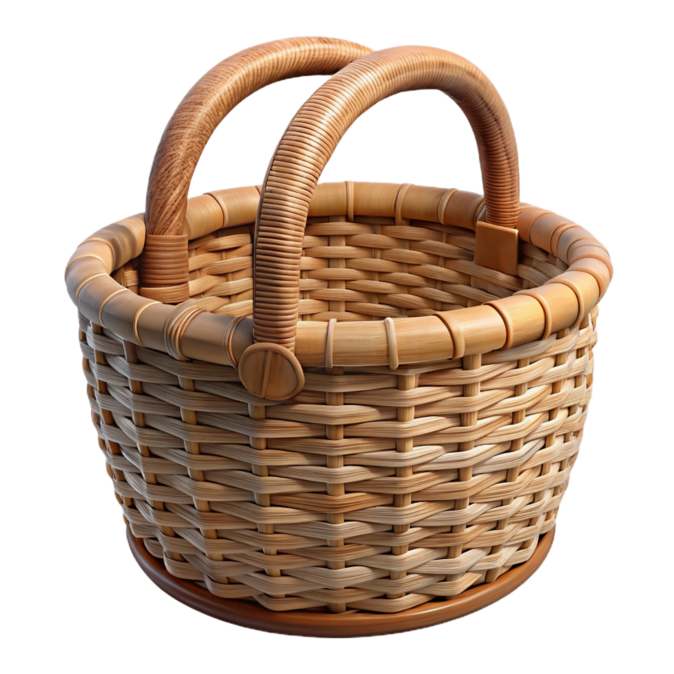 extraordinary artistic Wicker Basket with Handles Front View Cutout genuine png