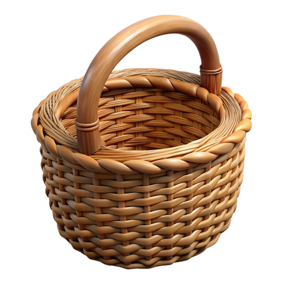 serene vintage Wicker Basket Without Handles Cutout premium png