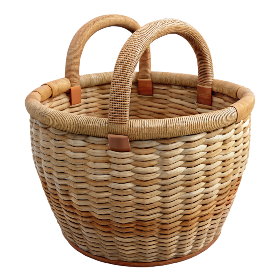 vibrant traditional Wicker Basket with Handles Front View Cutout high resolution png