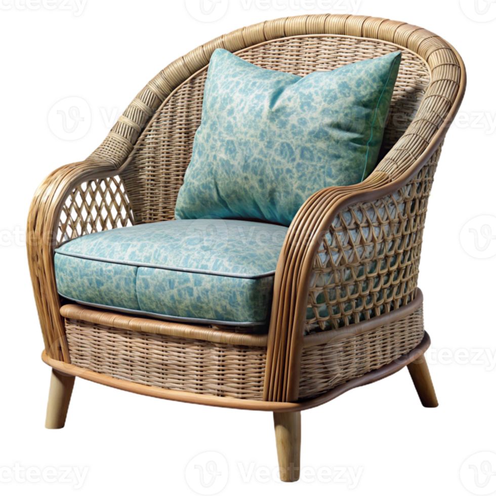 extraordinary creative Wicker Chair with Cushion Side View Cutout premium png