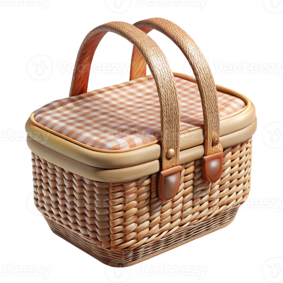 impressive contemporary Wicker Picnic Basket with Handles Side View Cutout png