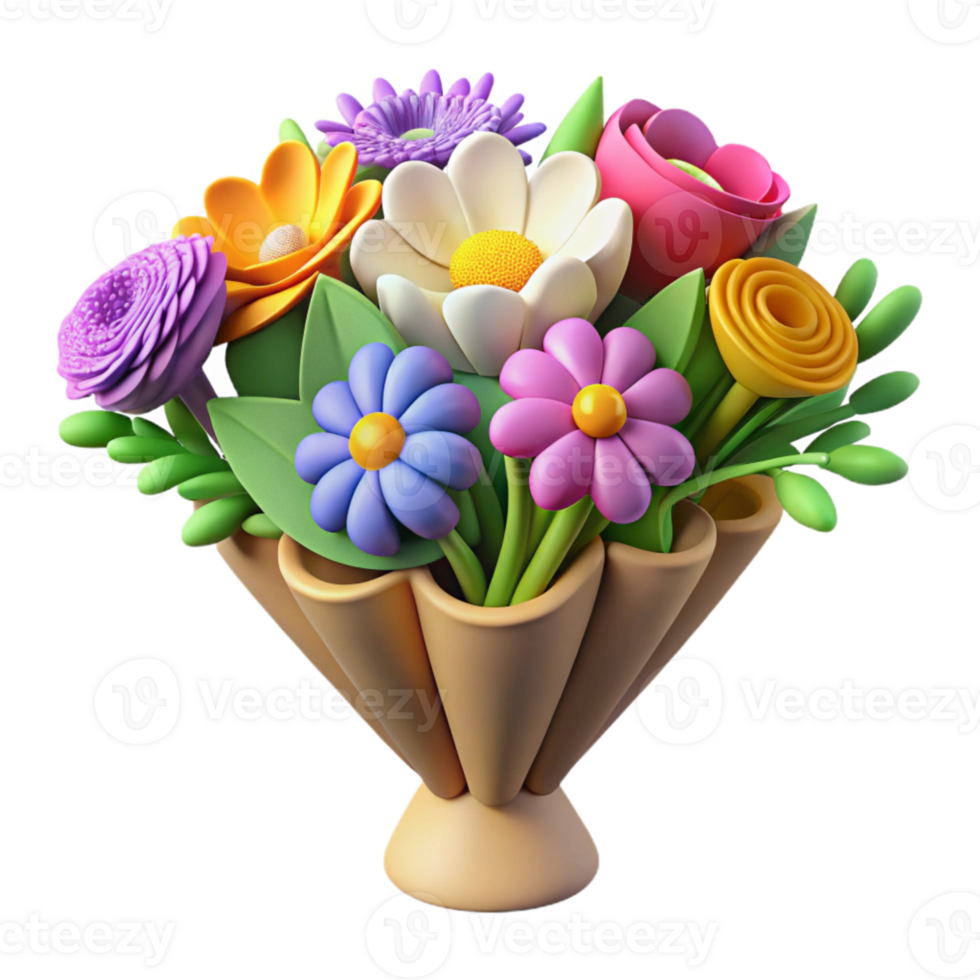 impressive modern Wildflower Bouquet Colorful Isolated png