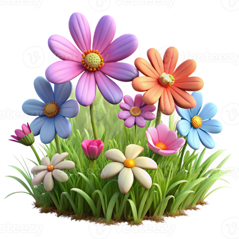 beautiful modern Wildflowers in a Meadow Colorful Bloom Cutout png