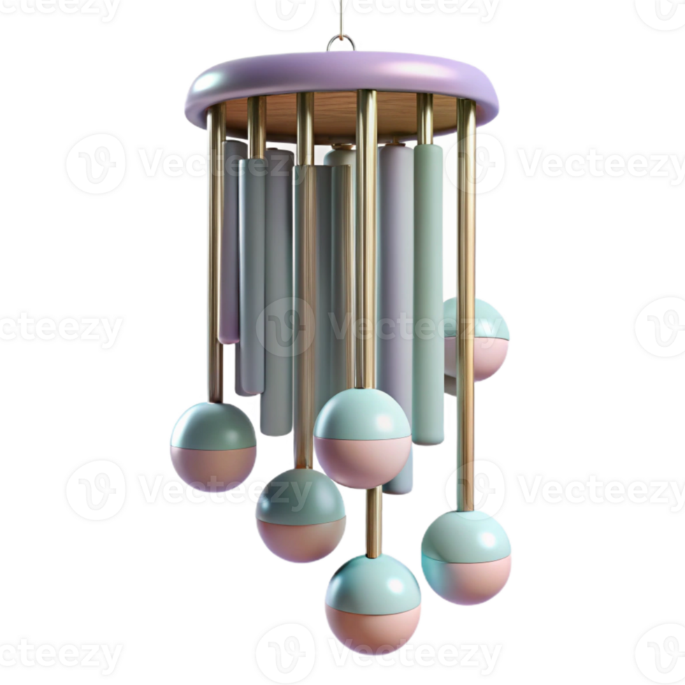 impressive traditional Wind Chimes Side Angle Transparent Background with Soft Focus authentic png