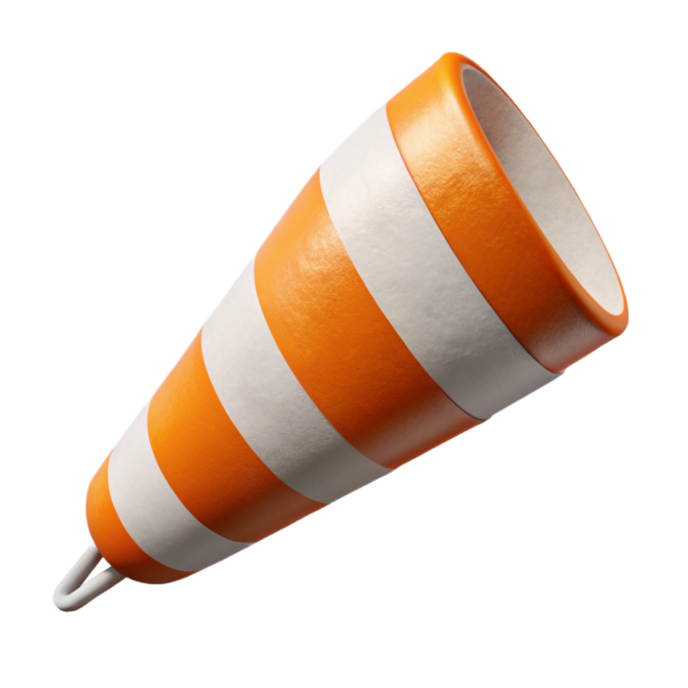 elegant minimalist Windsock Orange and White Isolated Element png