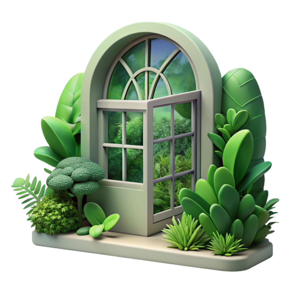vibrant modern Window View Lush Greenery Outside Cutout high resolution png