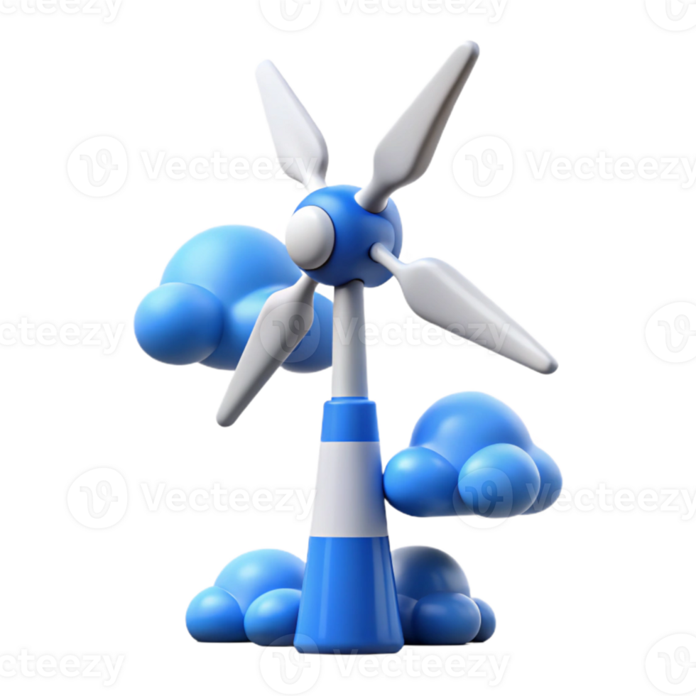 magnificent creative Wind Turbine Farm with Clouds and Blue Sky Transparent Background high resolution png