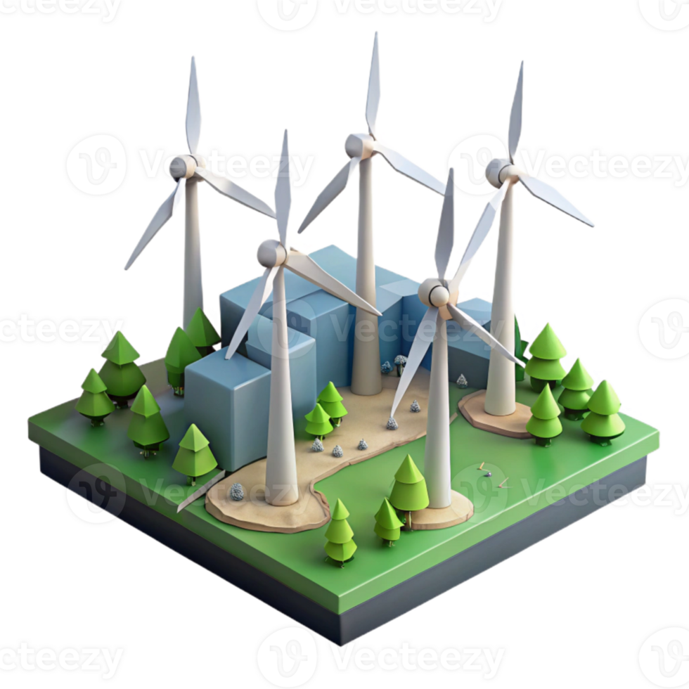serene classic Wind Turbine Farm Landscape View Transparent professional png