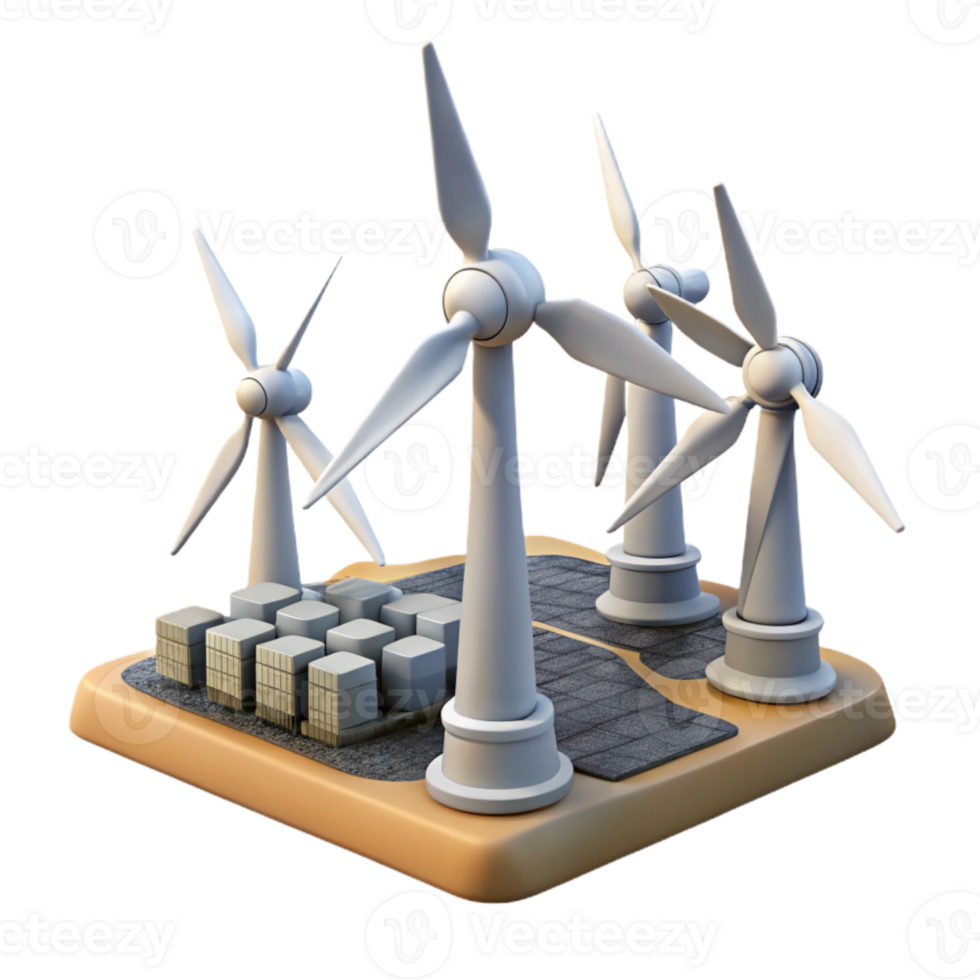 elegant vintage Wind Turbine Farm Transparent Background high resolution png
