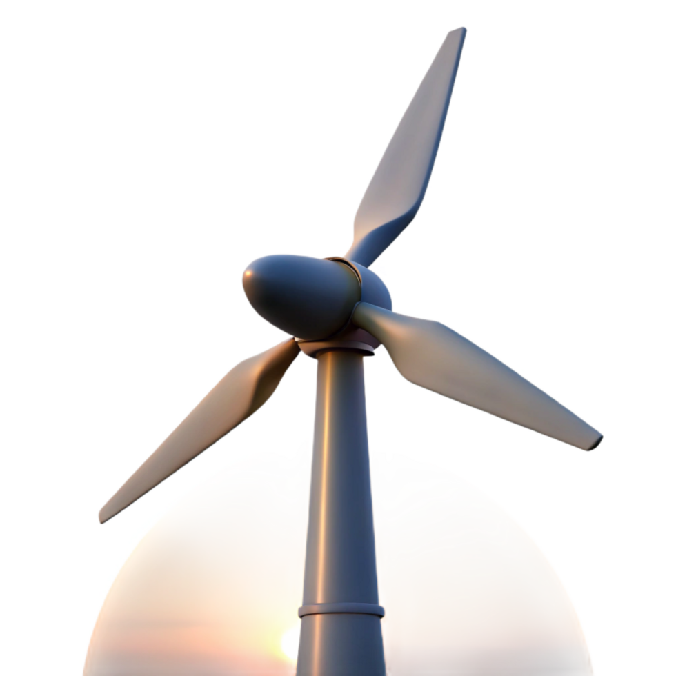 vibrant artistic Wind Turbine Silhouette Against Blue Sky Cutout Element detailed png