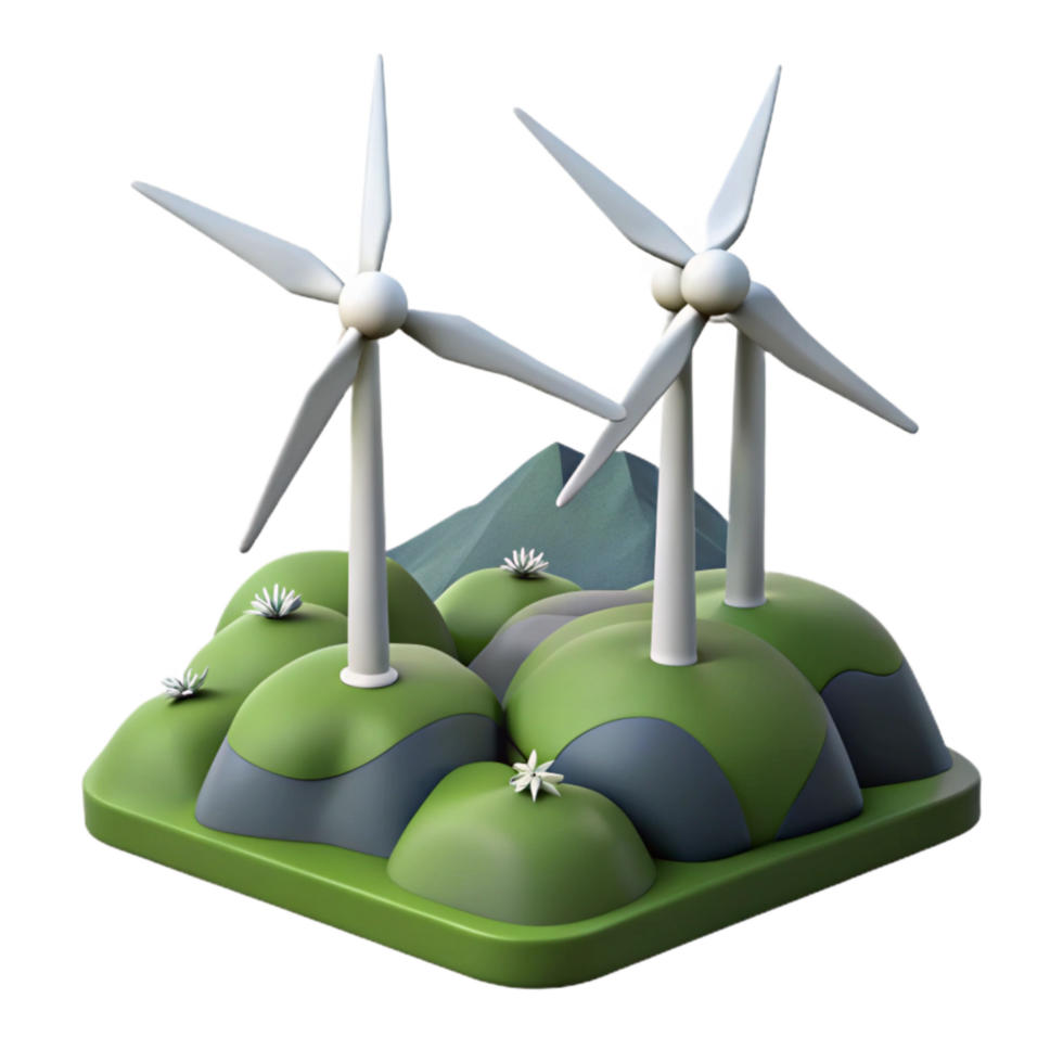extraordinary abstract Wind Turbines on a Hillside Clean Energy Isolated detailed png