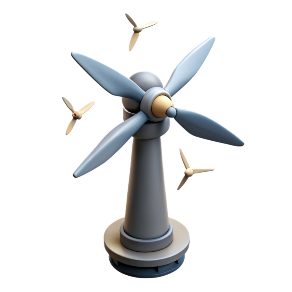 elegant creative Wind Turbine with Birds Flying Around Isolated Element high quality png