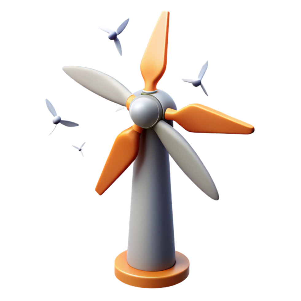impressive classic Wind Turbine with Birds Flying Around Isolated Element premium png