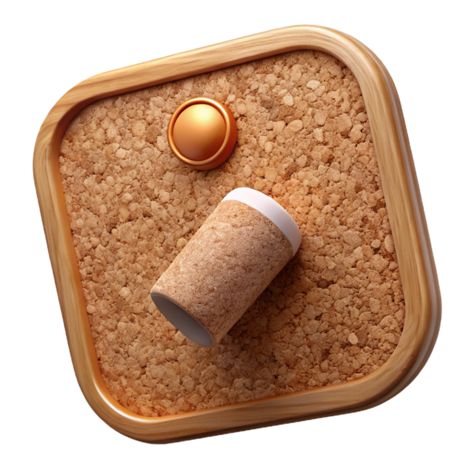 extraordinary rustic Wine Cork Bulletin Board Side Angle Cutout premium png