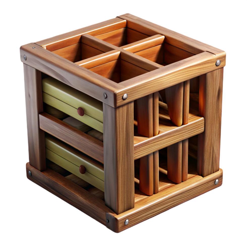 magnificent traditional Wine Crate Bookshelf Side View Cutout Element png