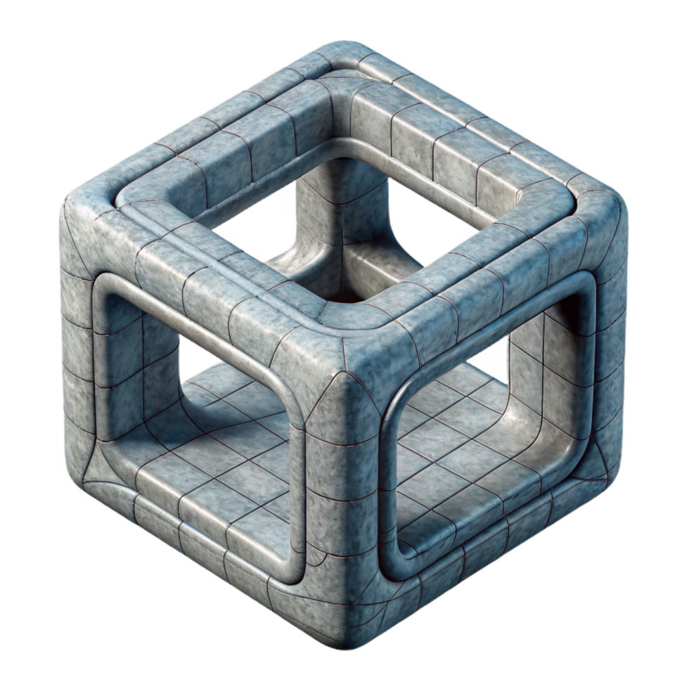 dramatic artistic Wireframe Cube Rotating in Virtual Space Cutout professional png