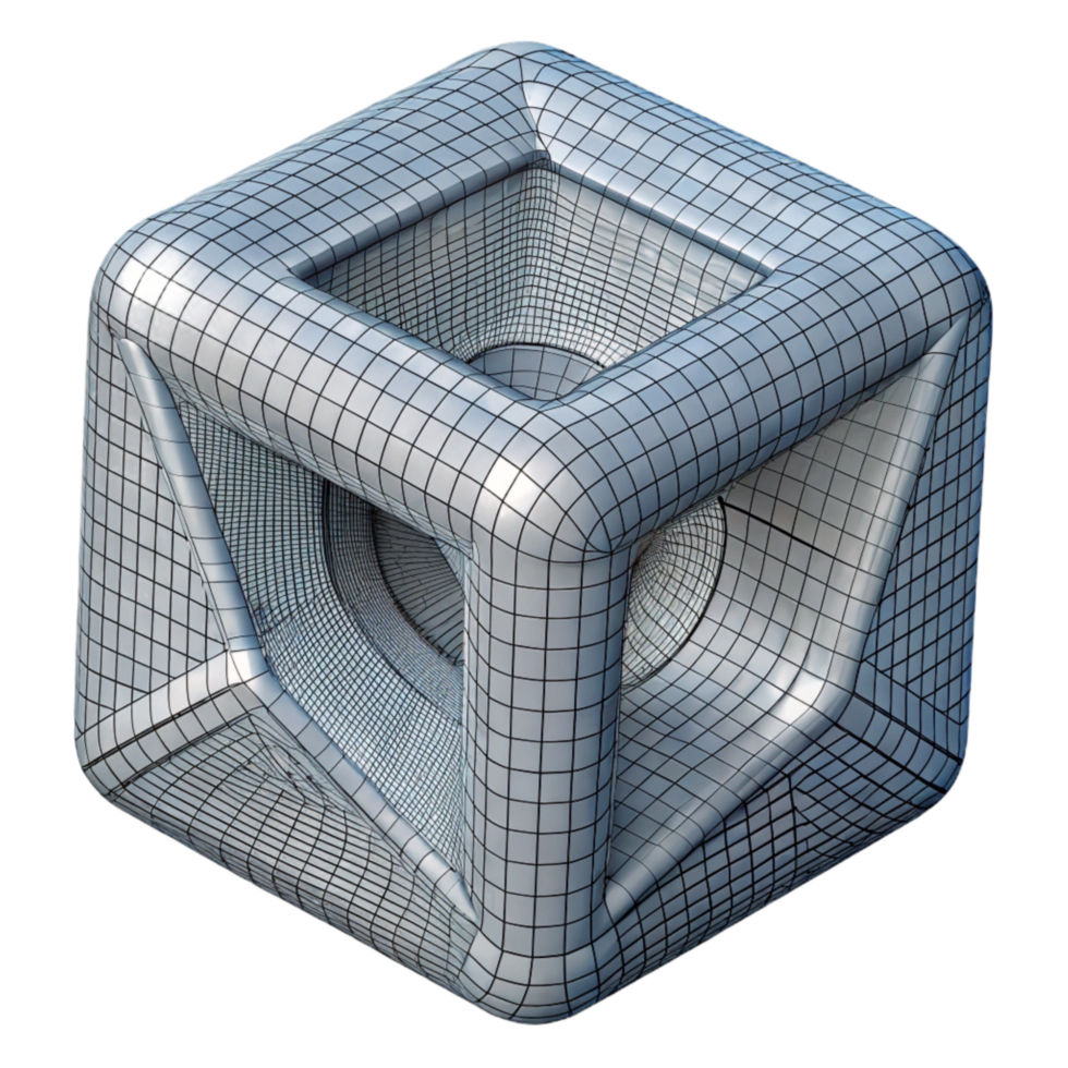 stunning artistic Wireframe Cube Rotating Slowly Transparent Background high quality png