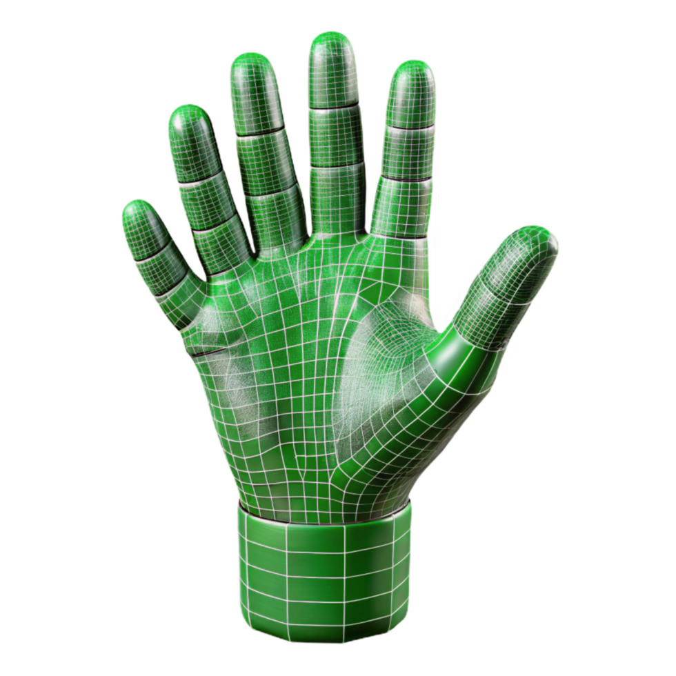 magnificent rustic Wireframe Vr Hand Isolated with Green Outline authentic png