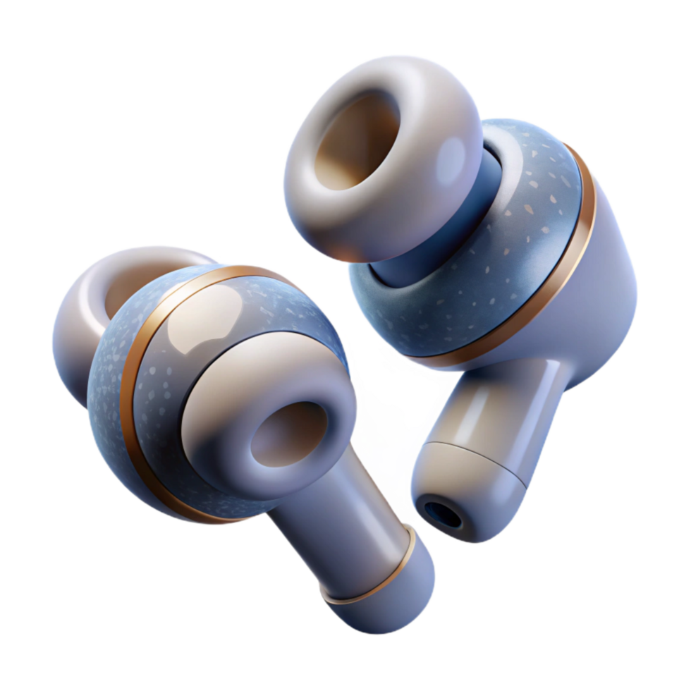 beautiful rustic Wireless Earbuds Mid Air Perspective Isolated Element high resolution png