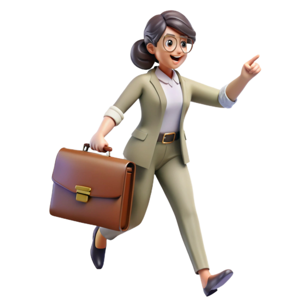 wonderful classic Woman Teleporting with Briefcase Business Theme Cutout original png