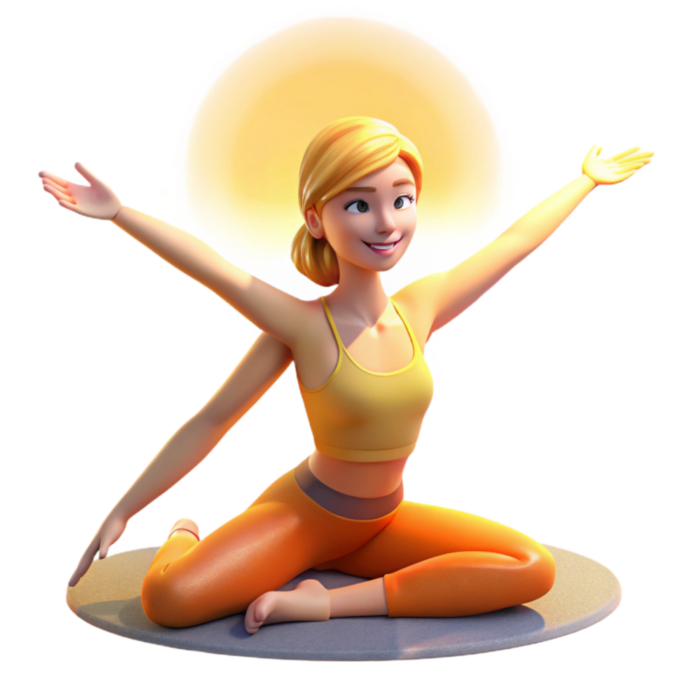 extraordinary rustic Woman Stretching in Bright Sunlight Isolated exclusive png