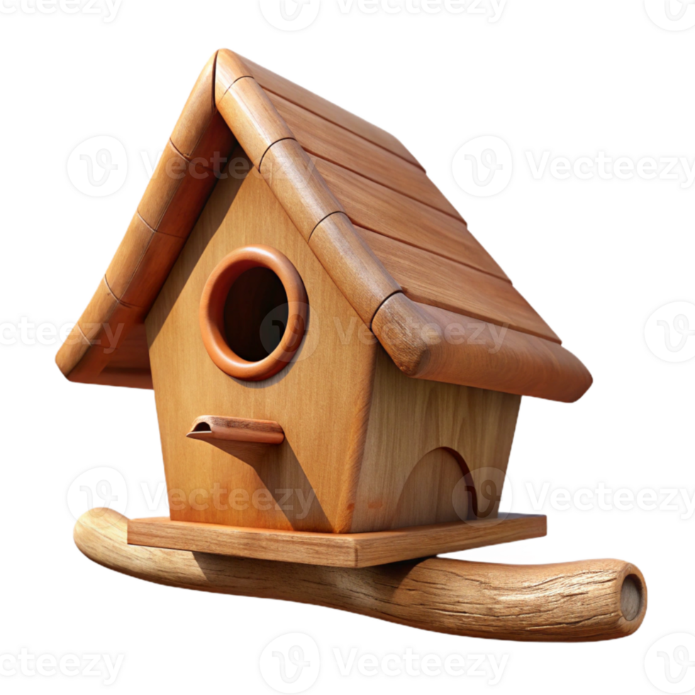 impressive creative Wooden Birdhouse on a Branch Transparent Element detailed png