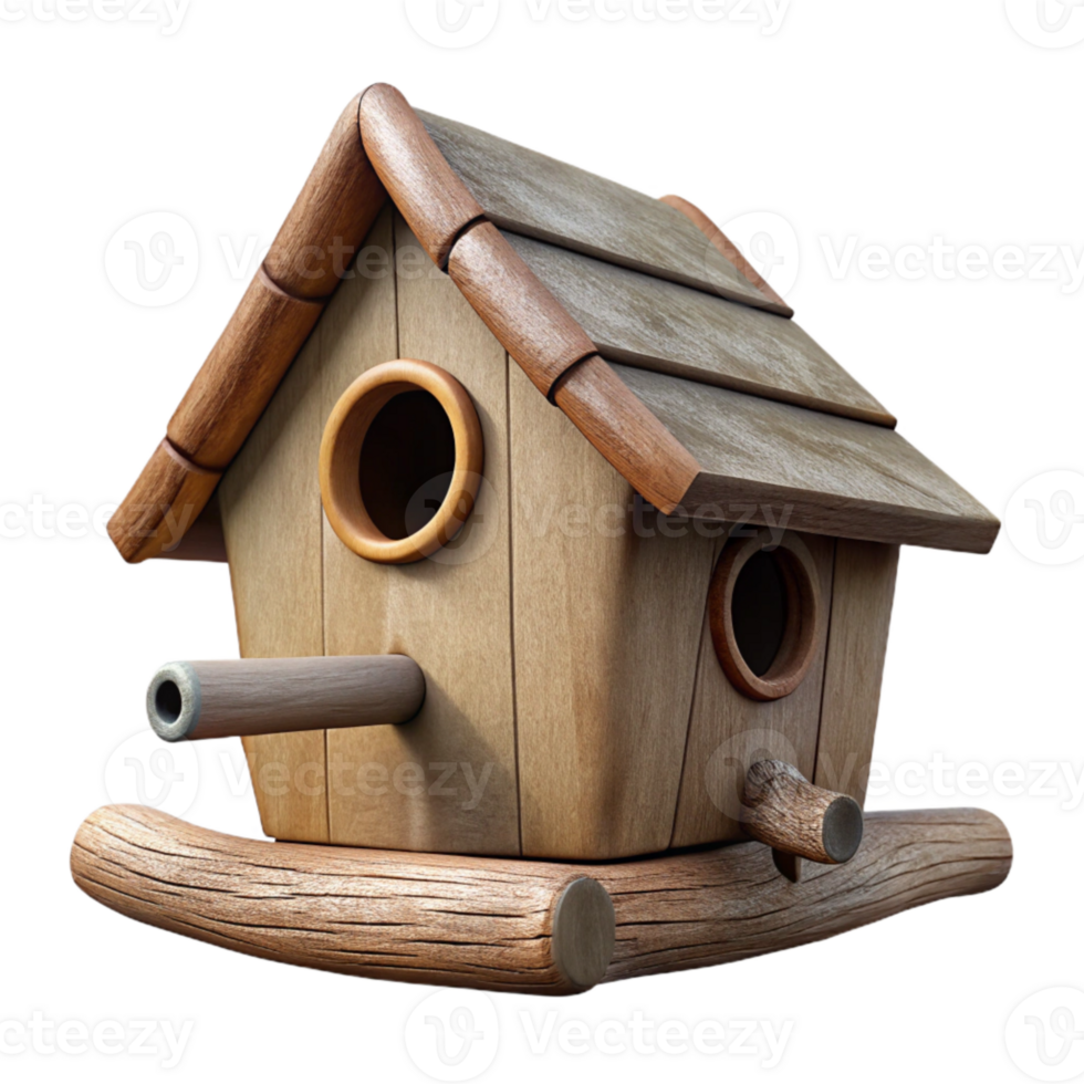impressive creative Wooden Birdhouse on a Branch Transparent Element png