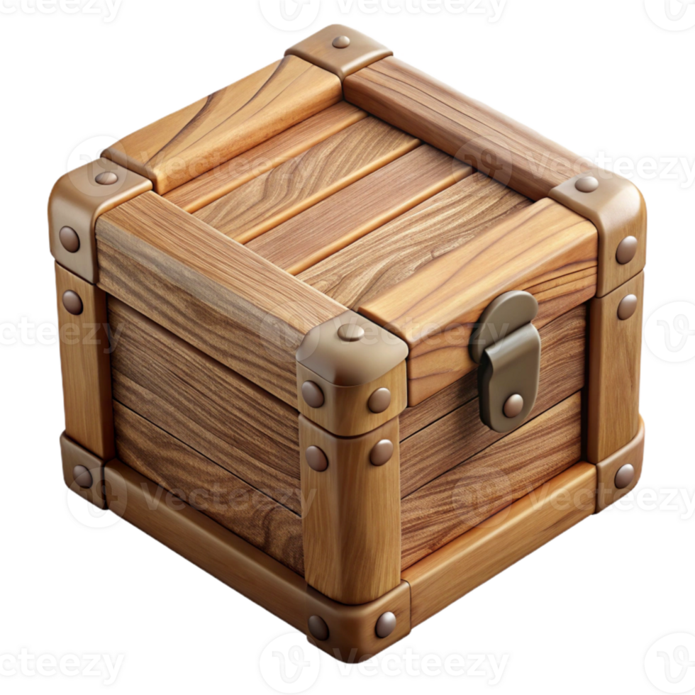 magnificent rustic Wooden Box with Lid Top View Isolated exclusive png