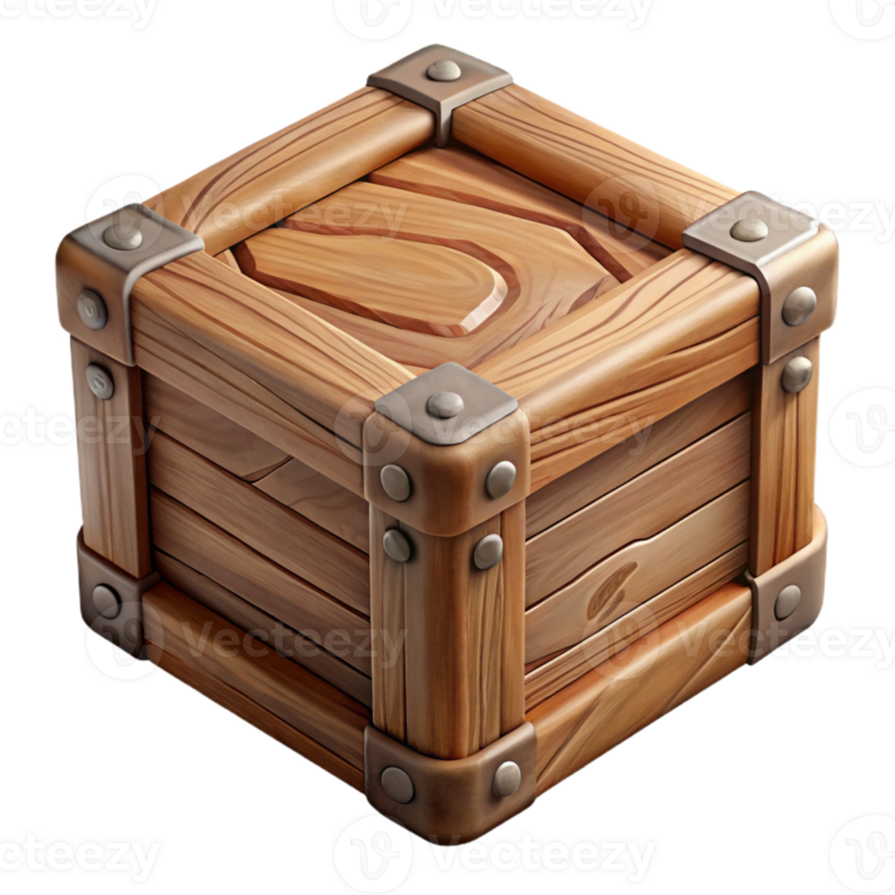 vibrant artistic Wooden Box with Lid Top View Isolated high resolution png