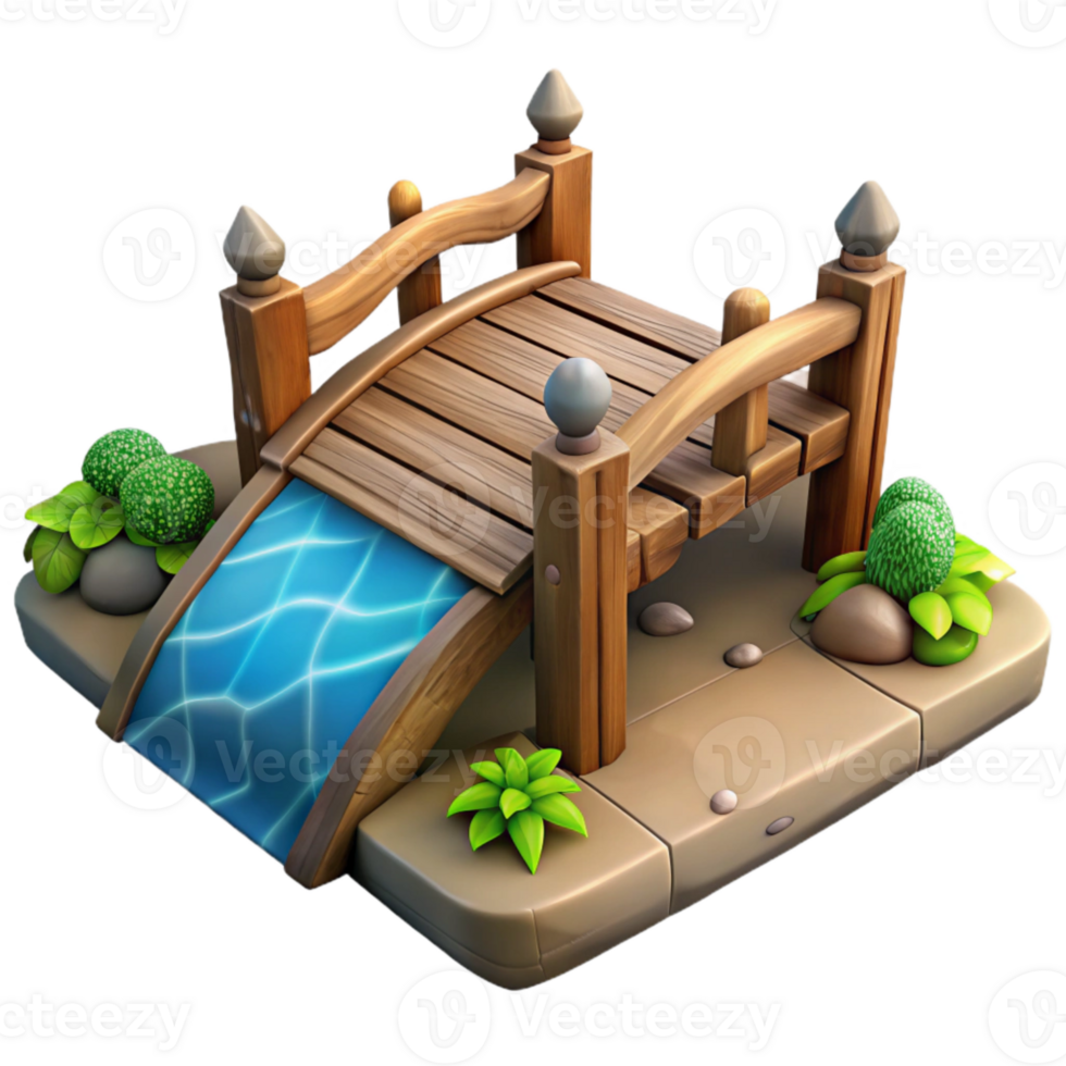 extraordinary minimalist Wooden Bridge Over Stream Rustic Design Transparent Background exclusive png