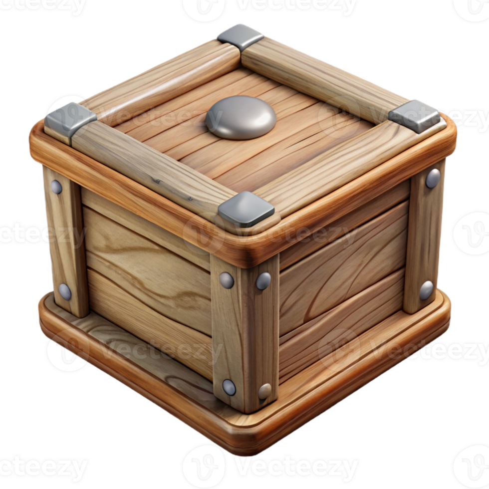 wonderful creative Wooden Box with Lid Top View Isolated premium png