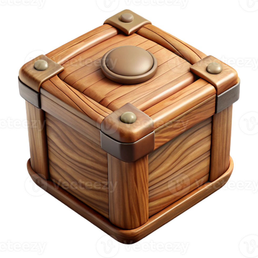 elegant classic Wooden Box with Lid Top View Isolated exclusive png