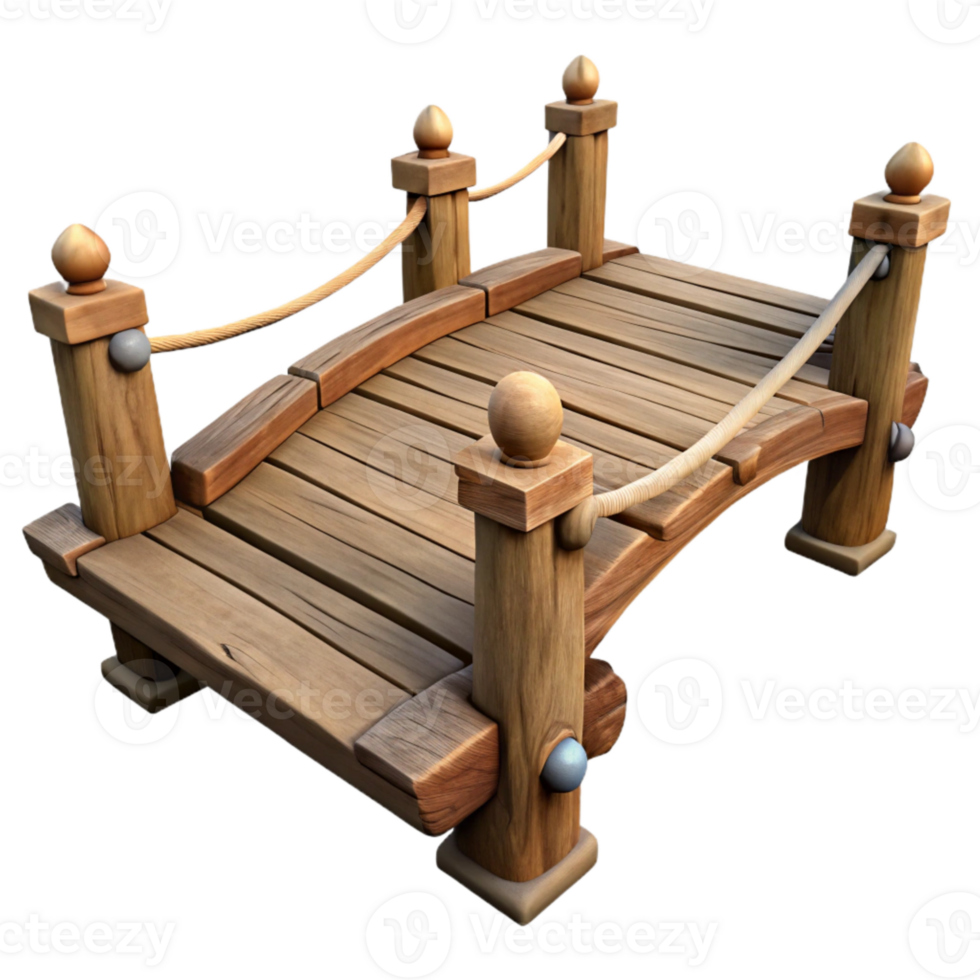 wonderful rustic Wooden Bridge Rustic Style Isolated Cutout professional png